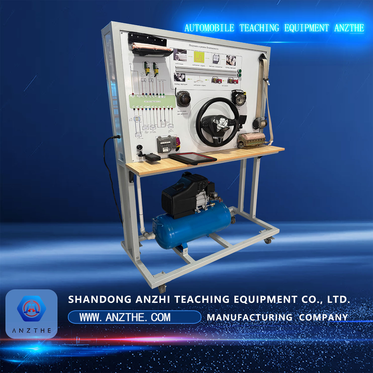Demonstration board for automotive airbags and seatbelt pretensioners ...